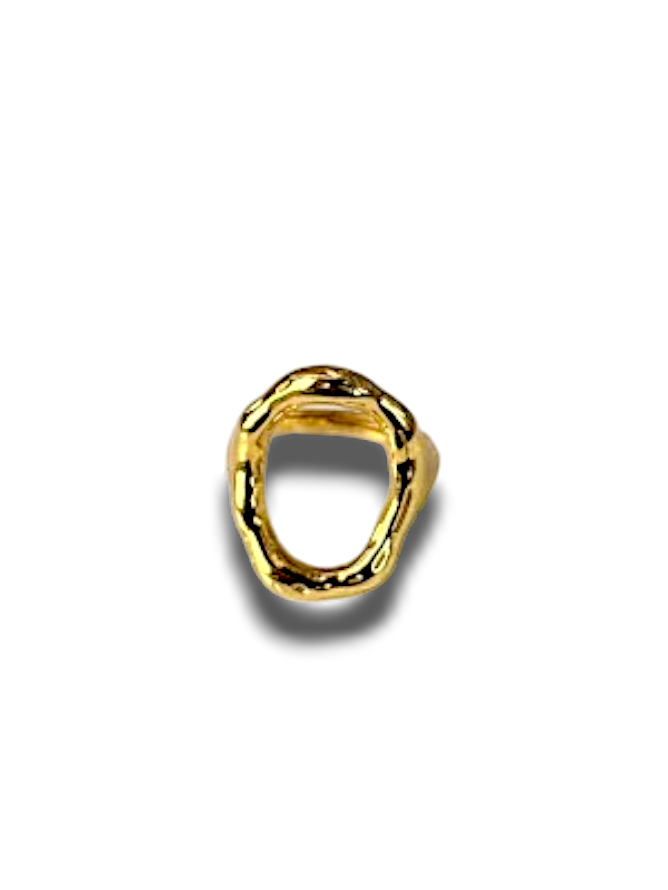 ANILLO CIRCULO HUECO DORADO