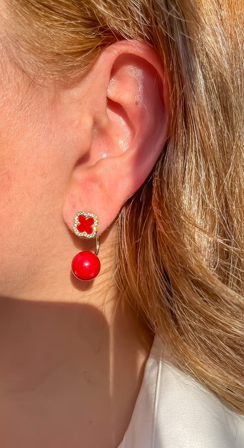 ARETES TREBOL ROJO