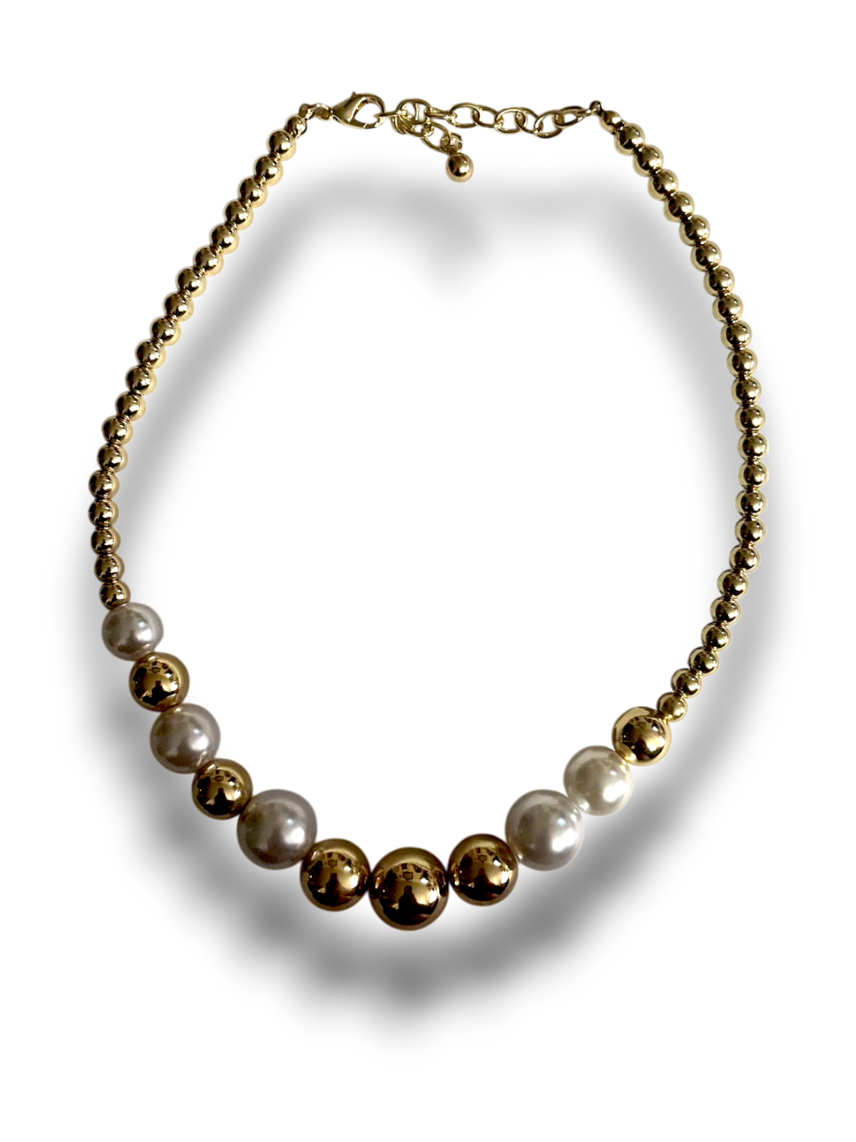 CHOKER PERLA Y CENCA DORADA