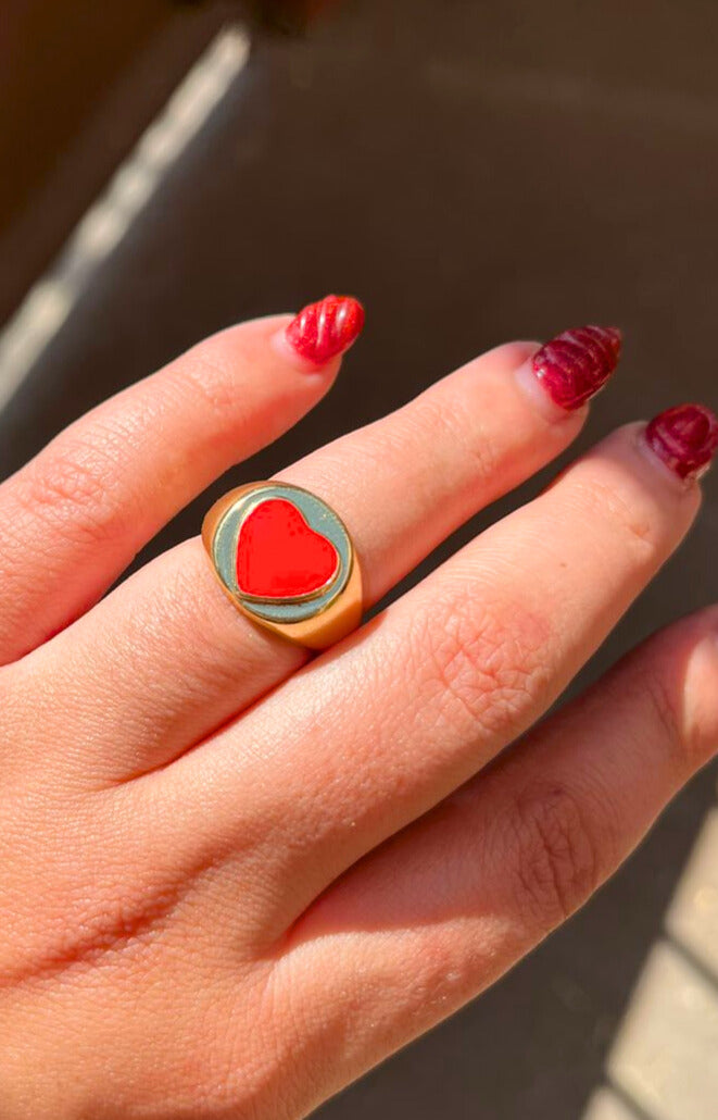 ANILLO CORAZON ROJO