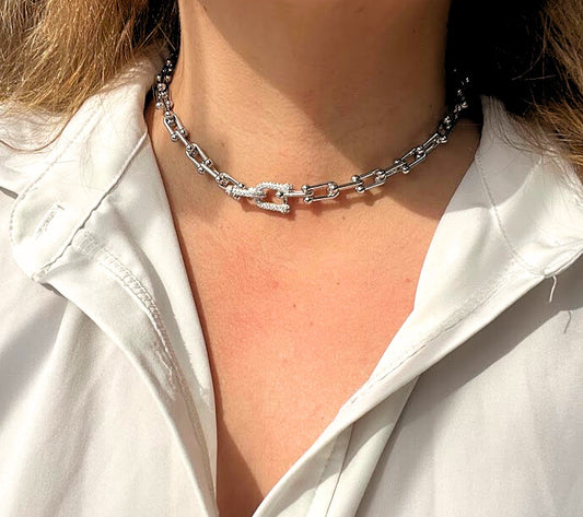 CHOKER ESLABON PLATA