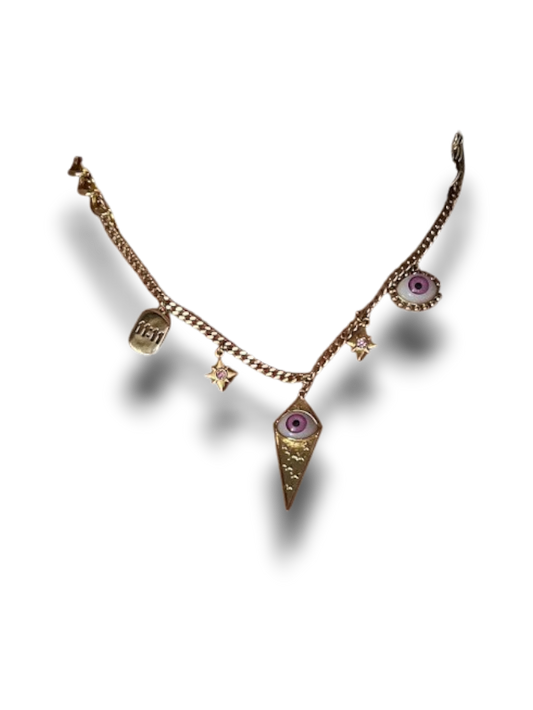 CHOKER OJO ESTRELLAS ROSAS