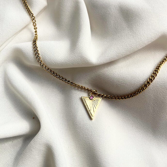 COLLAR TRIANGULO ZIRCONIA ROJA